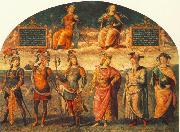 PERUGINO, Pietro Fortitude and Temperance with Six Antique Heroes Germany oil painting artist